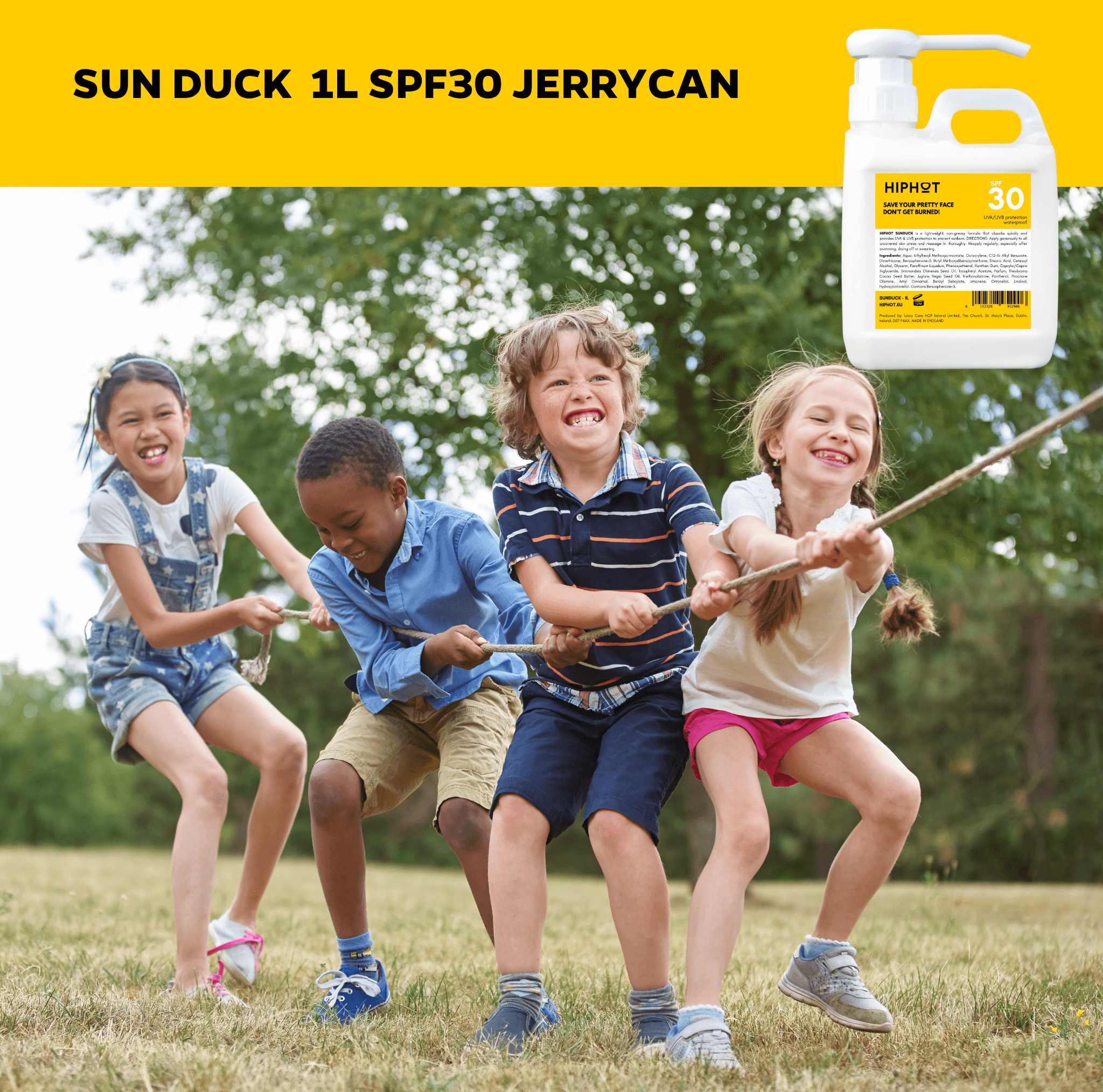 Sun Duck SPF 30 1 litre sunscreen jerrycan detail image