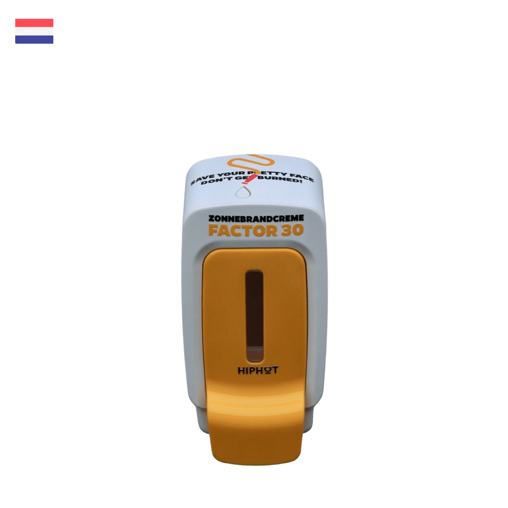 Mini distributeur de crème solaire jaune hollandais + 1/2 litre de crème solaire facteur 30