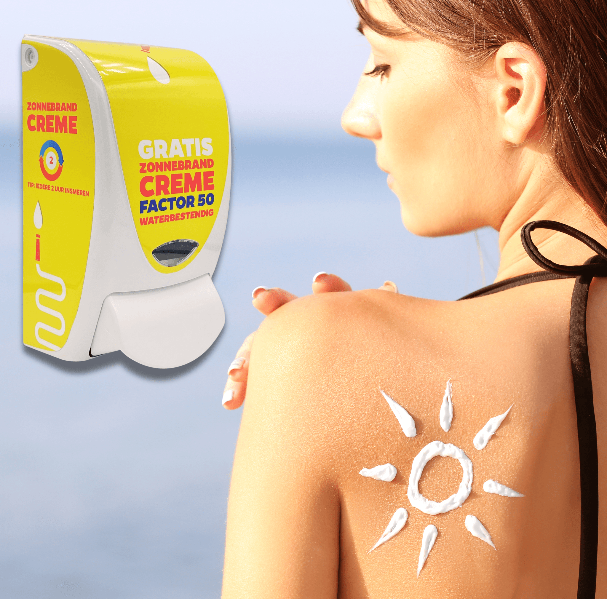 Distributeur de crème solaire personnalisé SPF 50