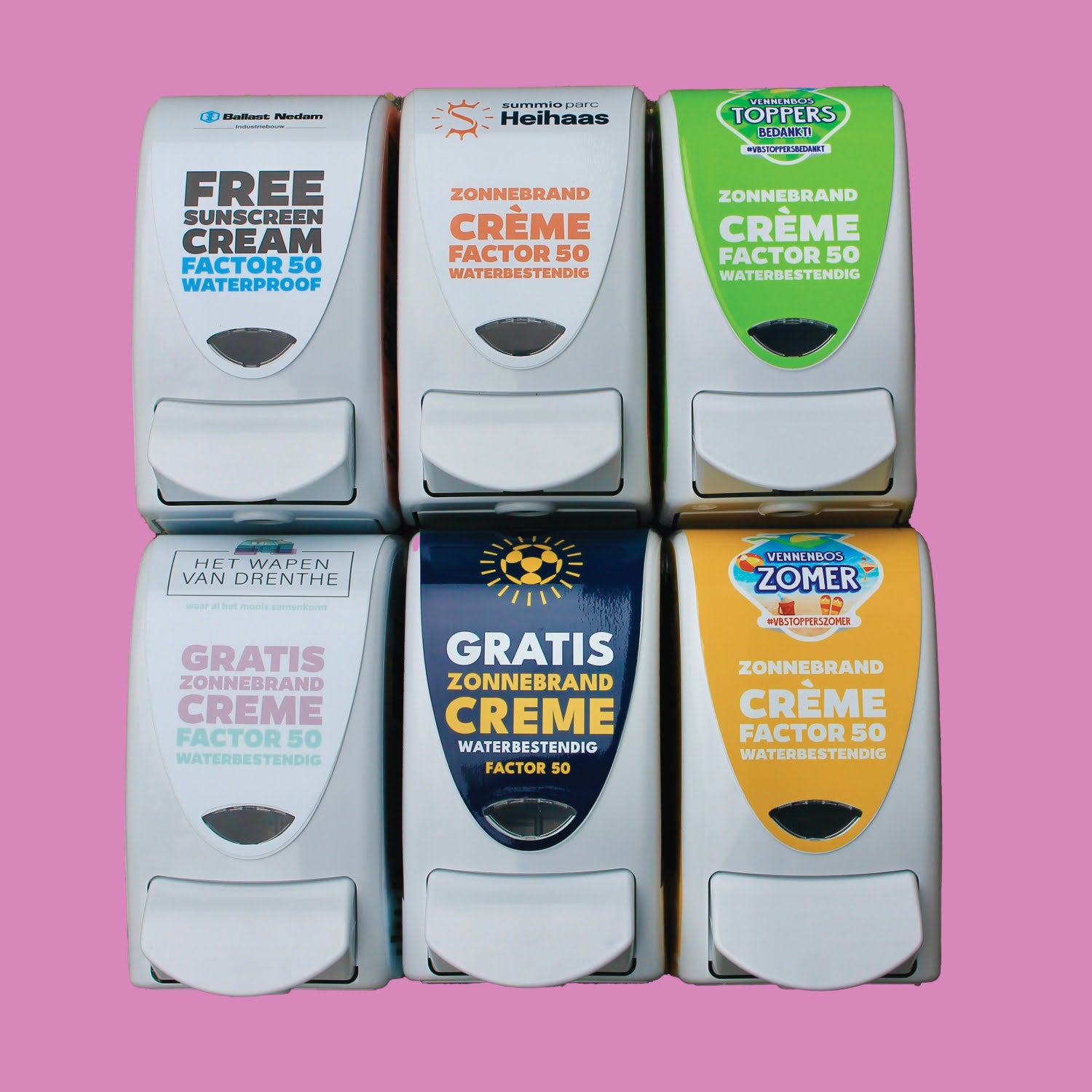 Distributeur de crème solaire avec logo personnalisé SPF 50