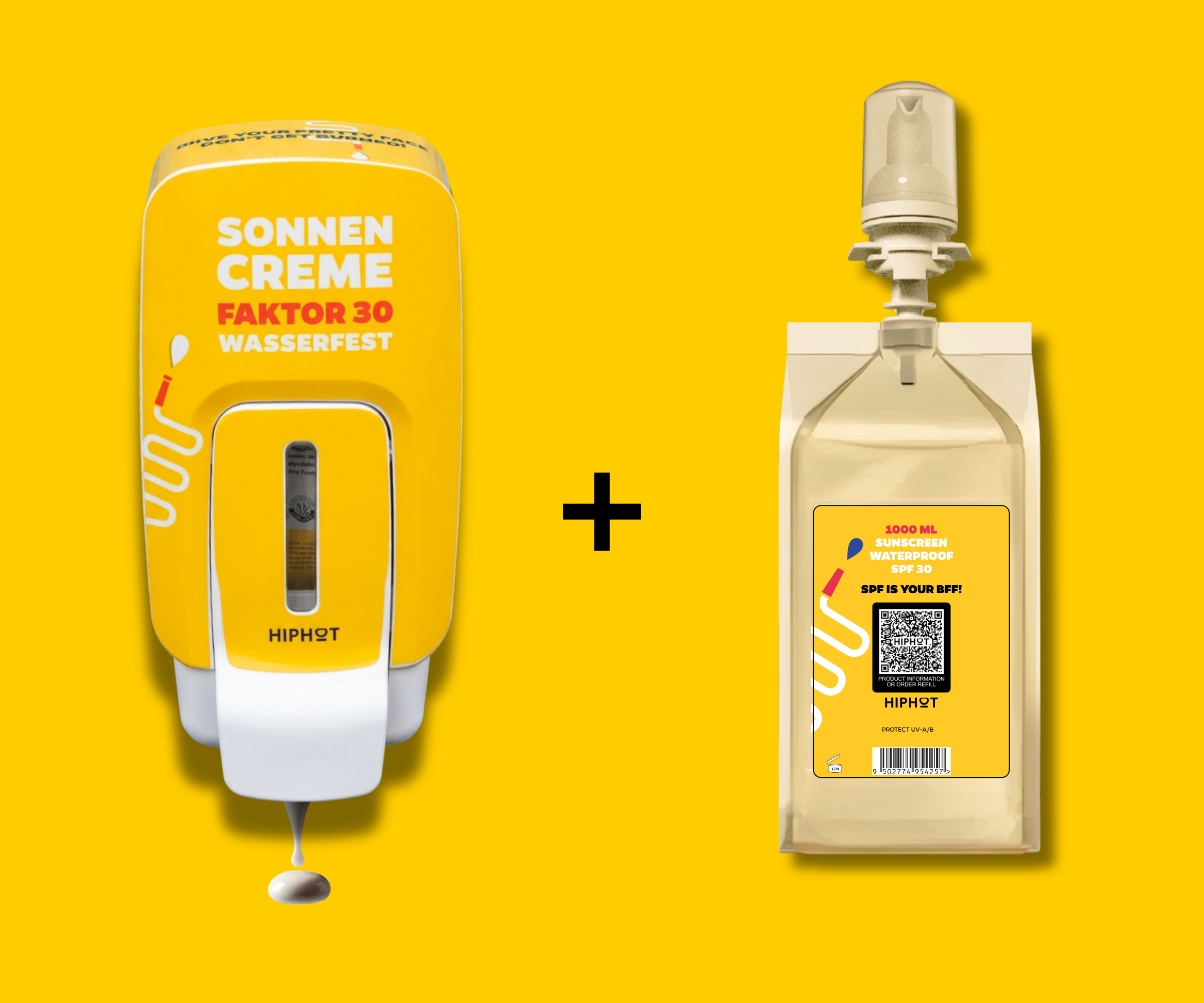HIPHOT Sonnencreme-Spender Set mit SPF 30 Nachfüllung