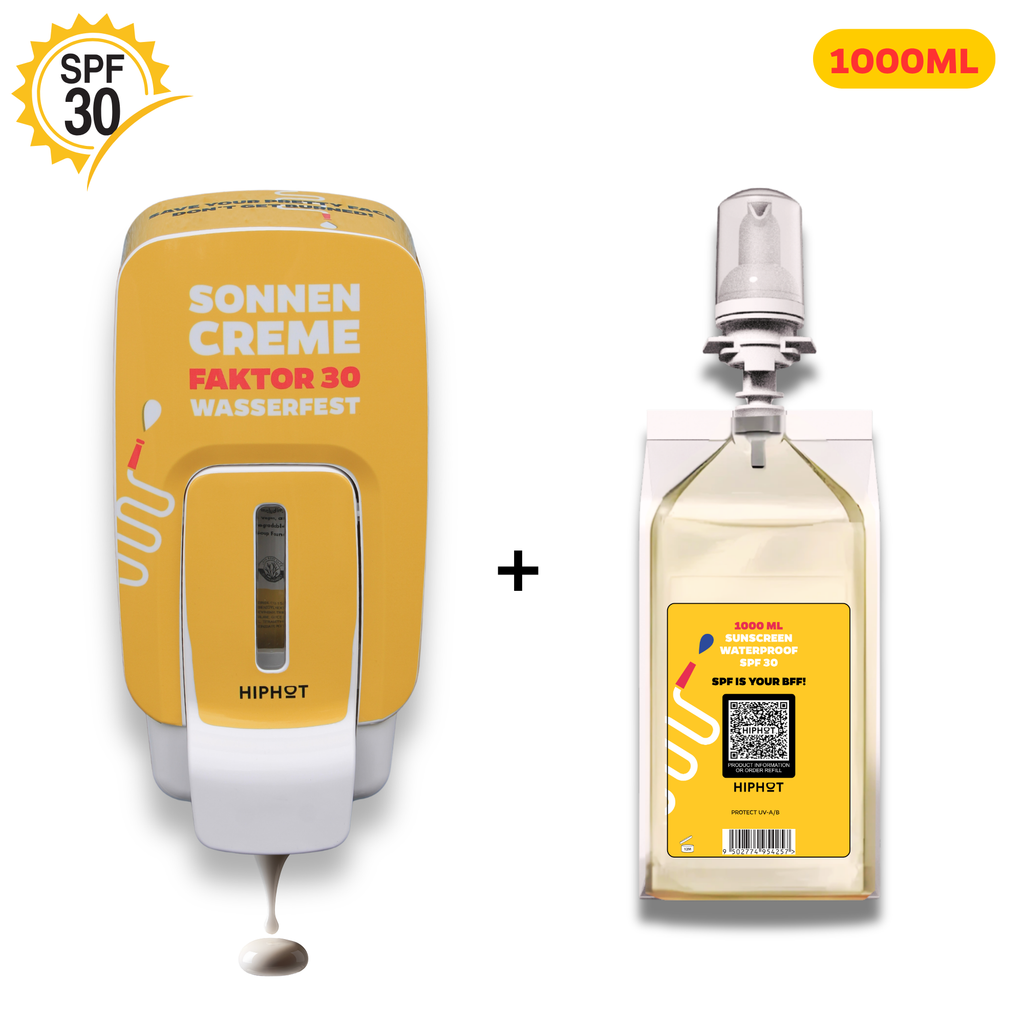 Sonnencreme-Spender mit 1L SPF 30 Sonnencreme - Deutscher Text