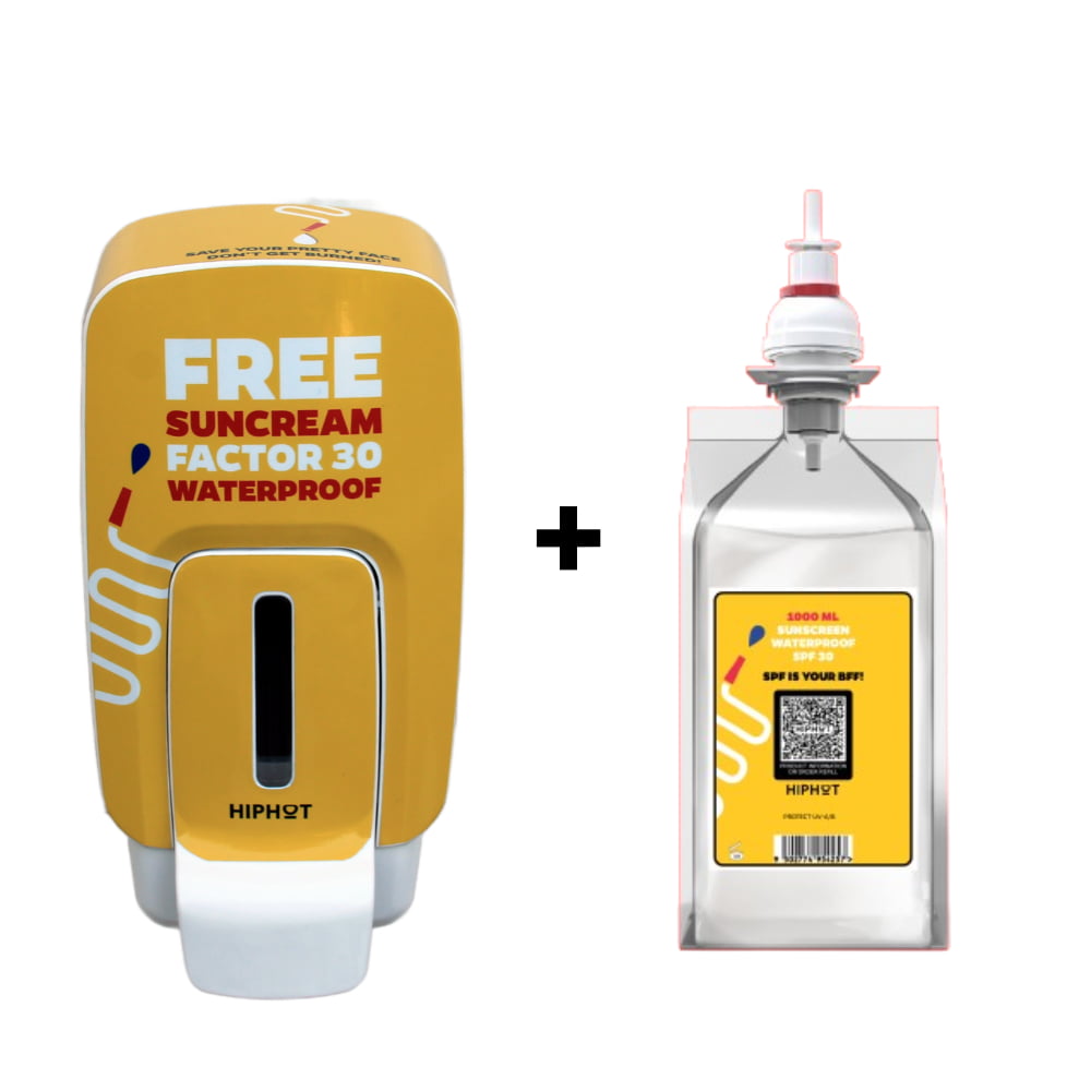 Distributeur de crème solaire avec 1 L de crème solaire SPF 30