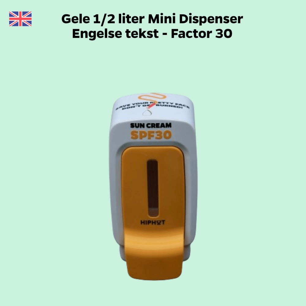 Distributeur de crème solaire SPF 30 500 ml, jaune, texte anglais