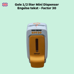 Distributeur de crème solaire SPF 30 500 ml, jaune, texte anglais