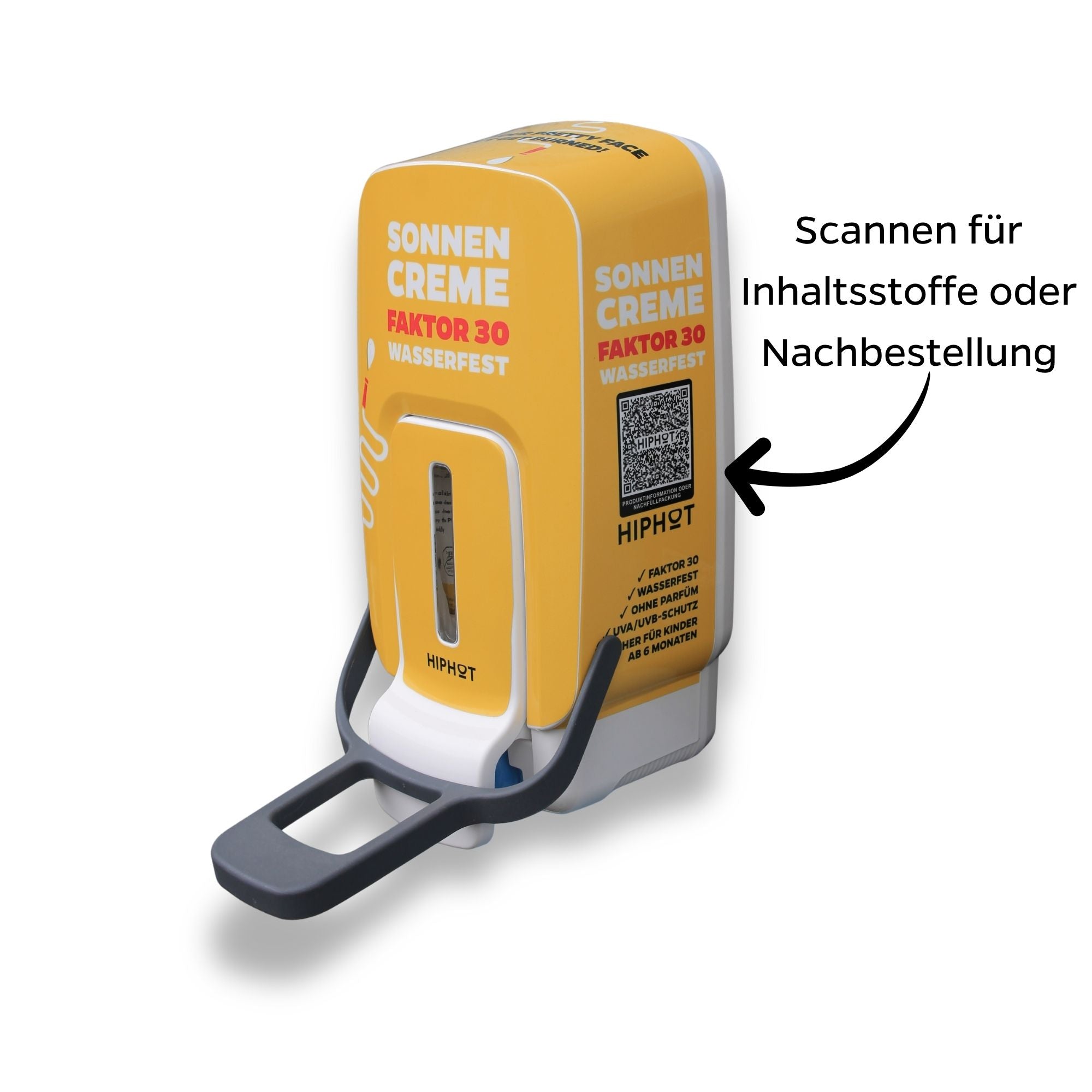 HIPHOT SPF 30 Spender von unten ohne Schlüssel öffnen