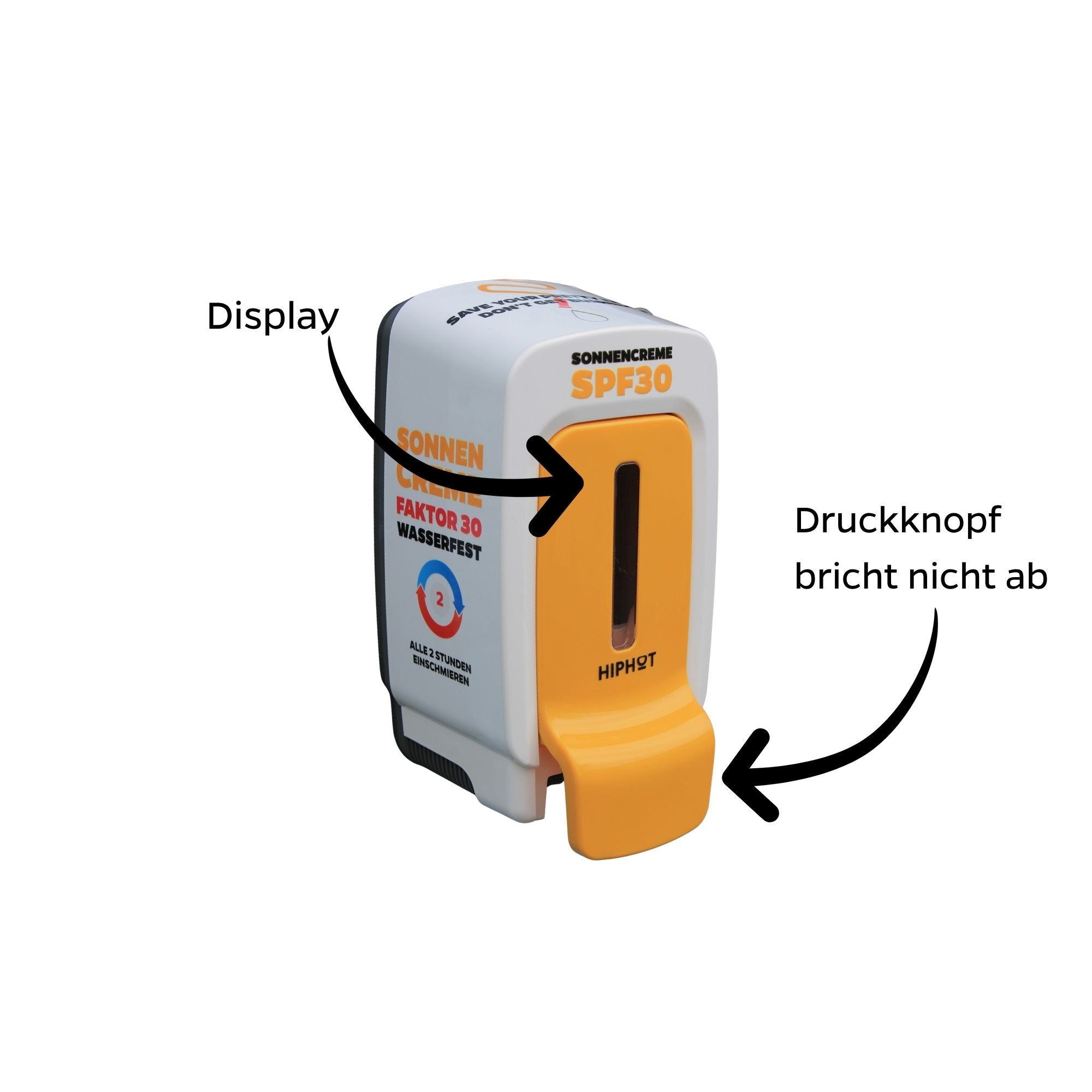 HIPHOT SPF 30 500 ml Spender einfach mit Aufklebern oder Schrauben befestigen